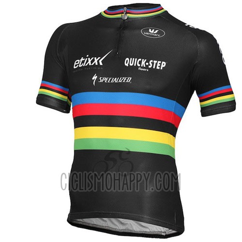 UCI Mondo Campione Lider Cycling Jersey Bib Short 2016 Men Short Sleeve Quick Step Black